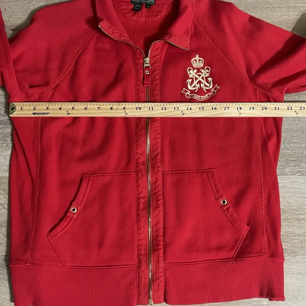 Vintage Ralph Lauren Jeans Co Full Zip Jacket Womens L Red Gold Crest Collar - Picture 4 of 8